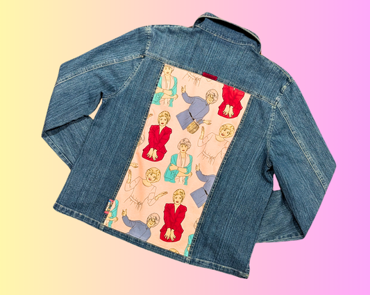 Handmade, Upcycled The Golden Girls Stretchable Denim Jacket Size M-L