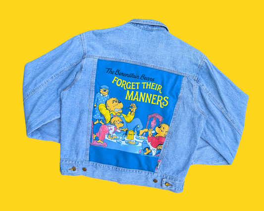 Handmade, Upcycled The Berenstain Bears Denim Jacket Size L