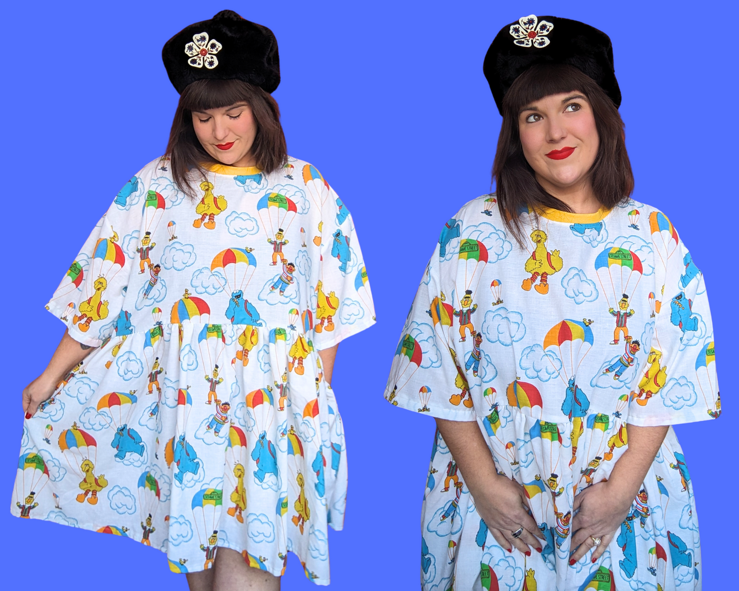 Handmade, Upcycled Sesame Street Bedsheet T-Shirt Dress Fits 2XL
