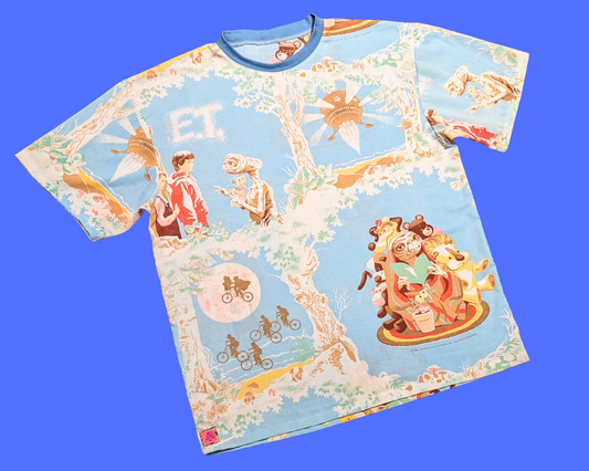 Handmade, Upcycled E.T Bedsheet T-Shirt Oversized XS - Fits Like A Size M