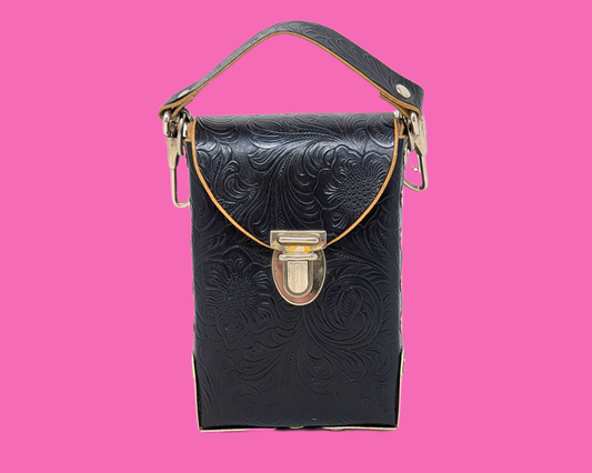 Petit sac en cuir vintage des années 1990 fabriqué en France par Amiet