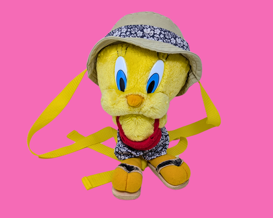 Sac à dos en peluche Tweety Bird des Looney Tunes vintage des années 1990