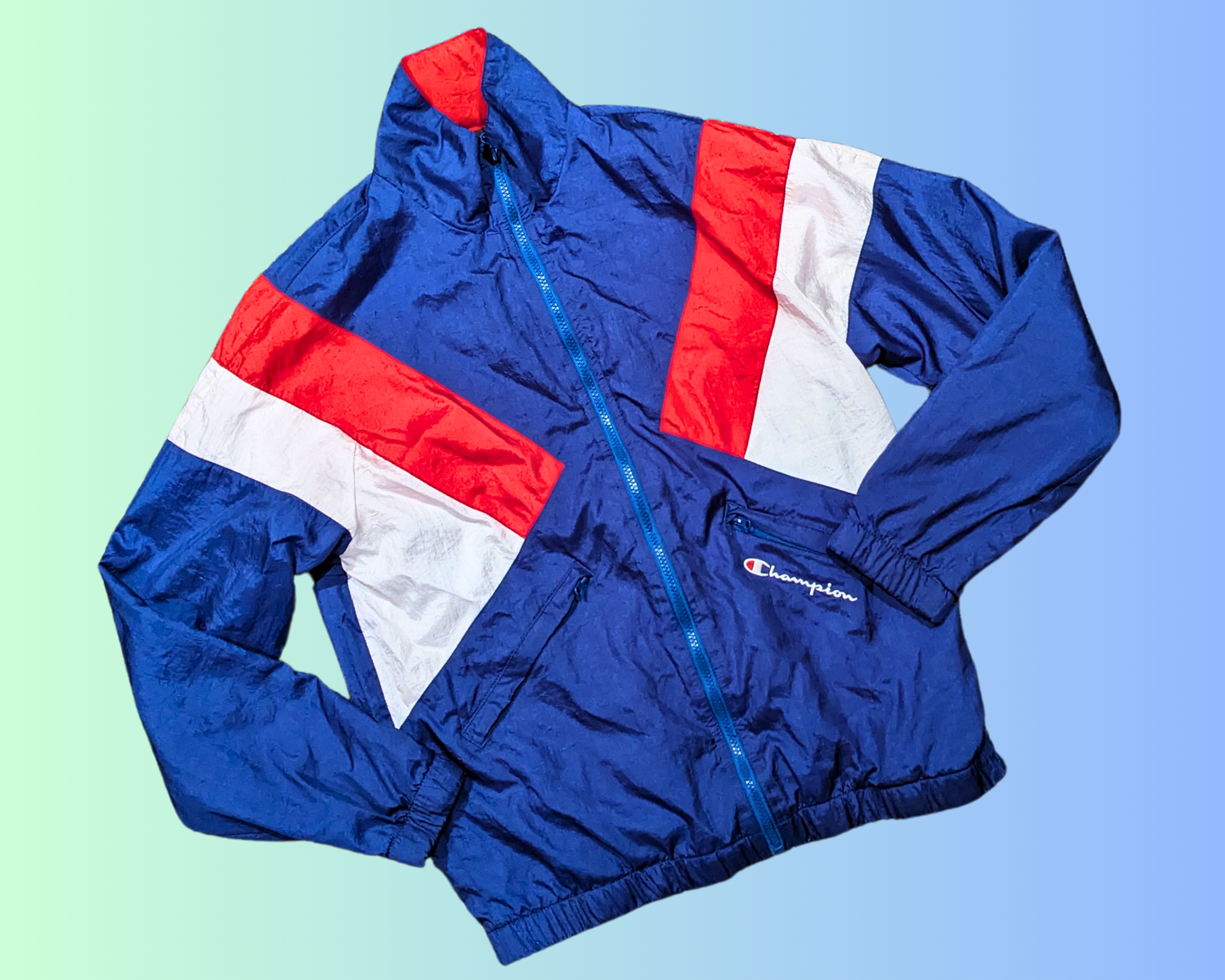 Y2K Champion Blue Sports Fleece Size M