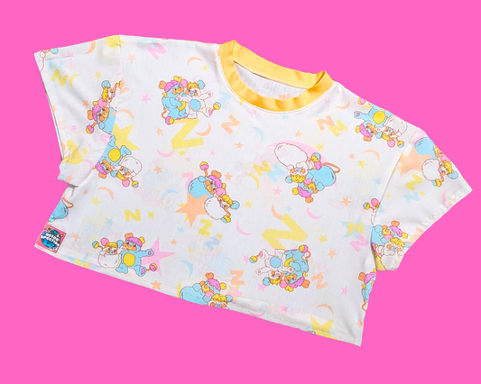 Handmade, Upcycled Vintage 1980's The Popples Bedsheet Crop Top Oversized XS - Fits Like A Size M