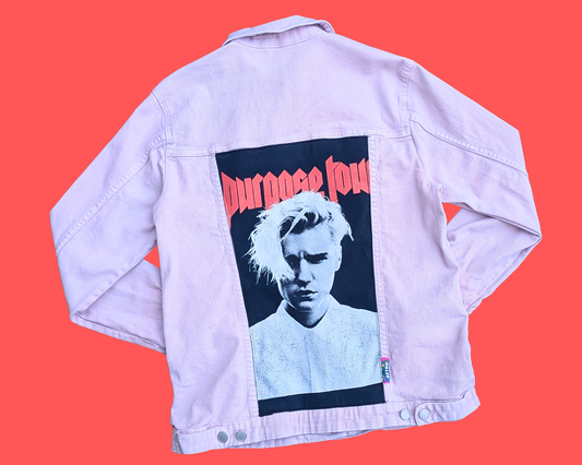 Handmade, Upcycled Justin Bieber, Purpose Tour Pink Denim Jacket Size M
