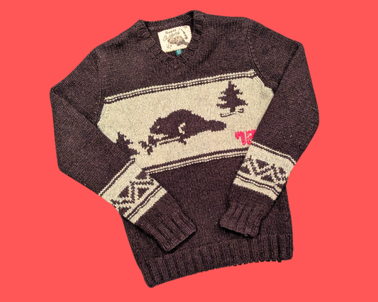 Pull Roots en laine véritable vintage de 1978, taille M