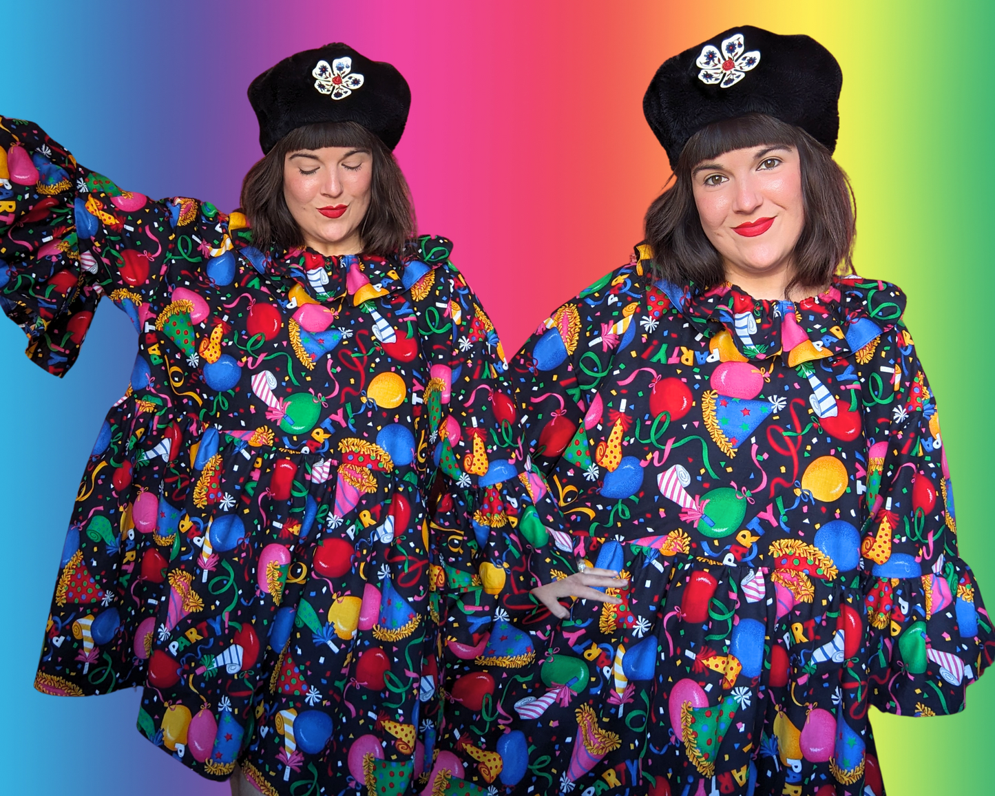 Robe t-shirt à thème de fête d'anniversaire Y2K faite à la main et recyclée, taille 2XL