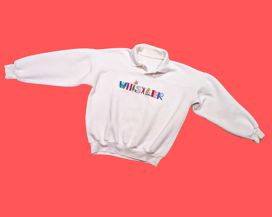 Pull ras du cou brodé Whistler vintage des années 1990, taille ML
