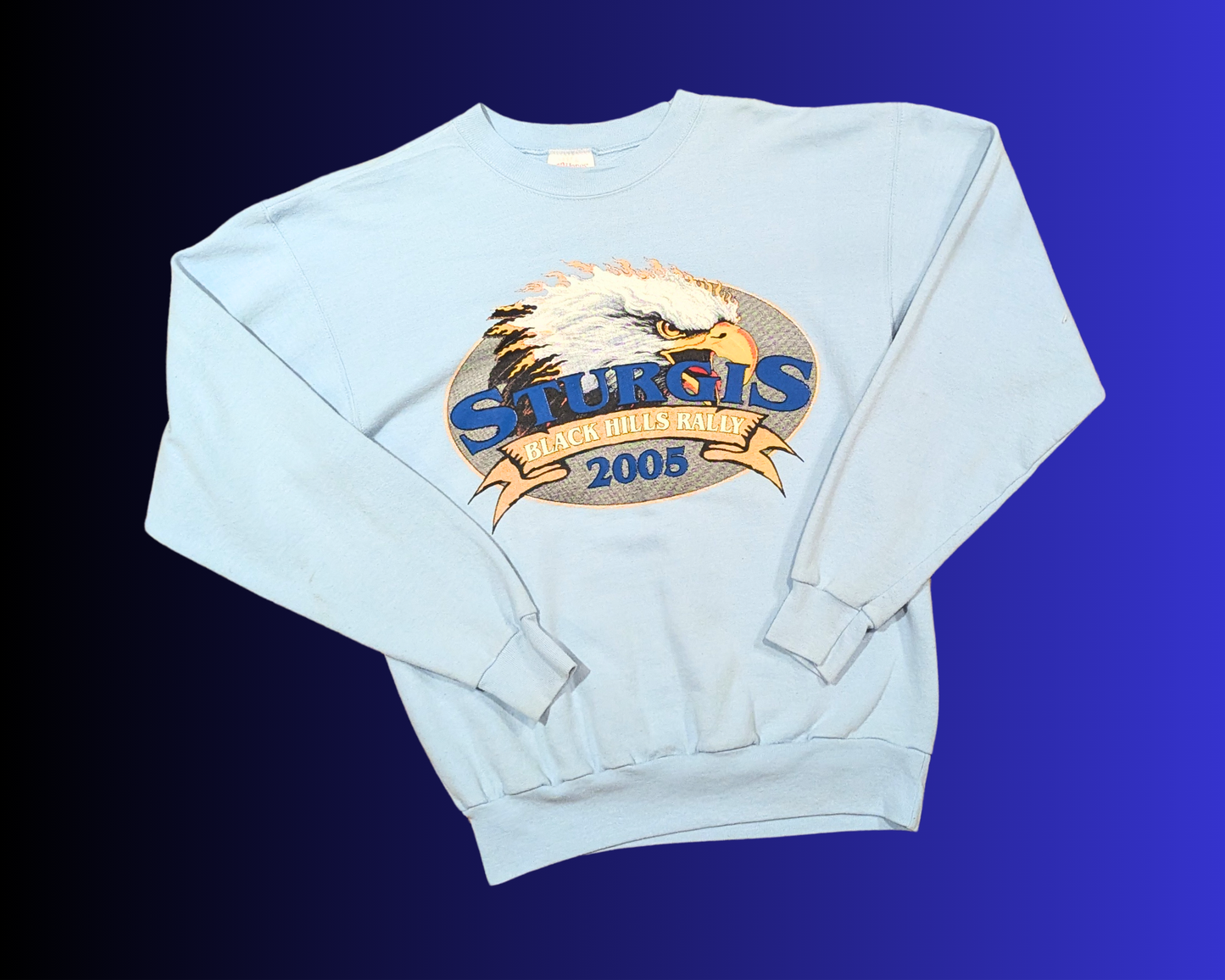Y2K Light Blue Sturgis Black Hills Rally 2005 Crewneck Size S