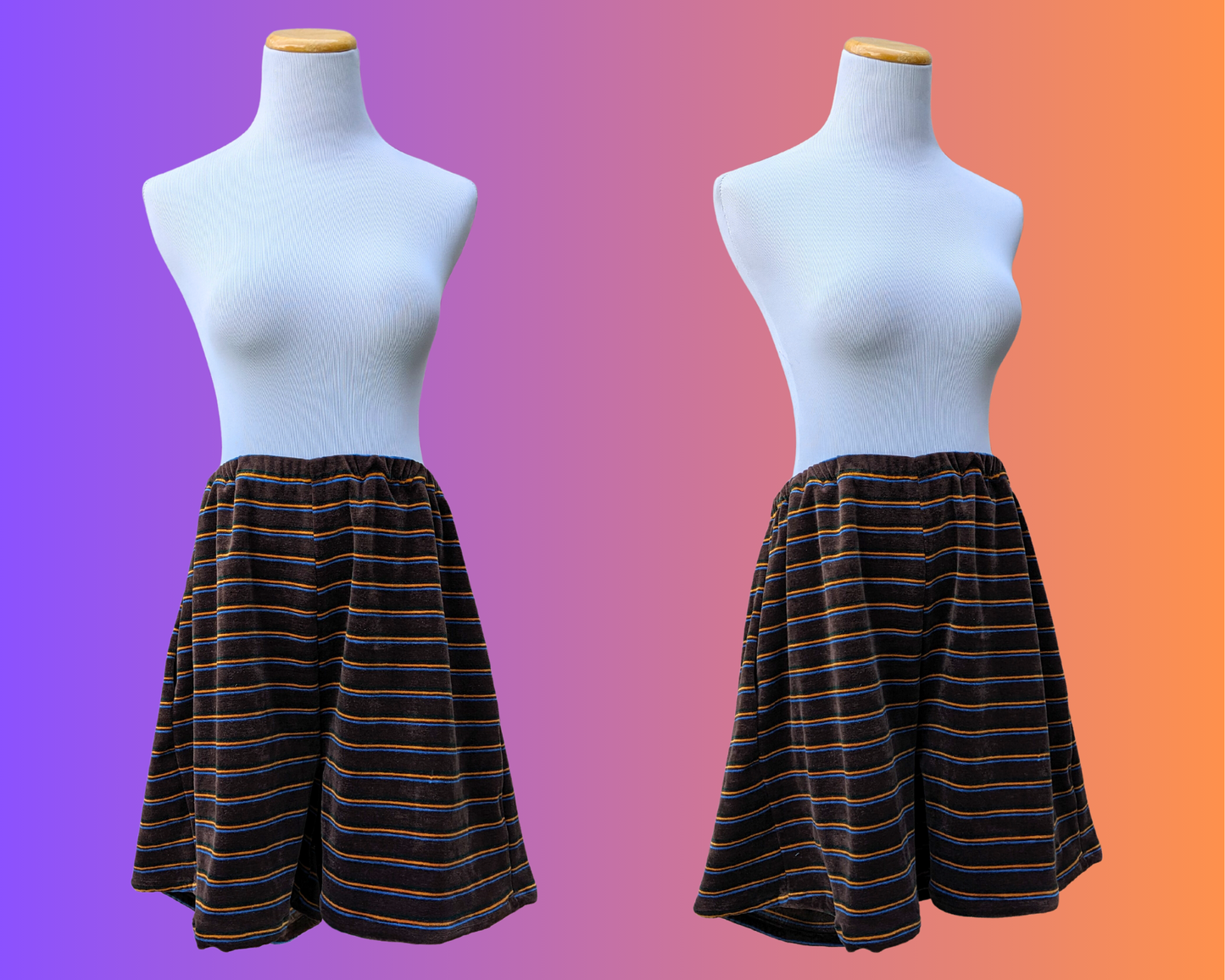 Handmade, Upcycled Vintage 1970's Velvet Fabric Shorts Size 2XL US 18