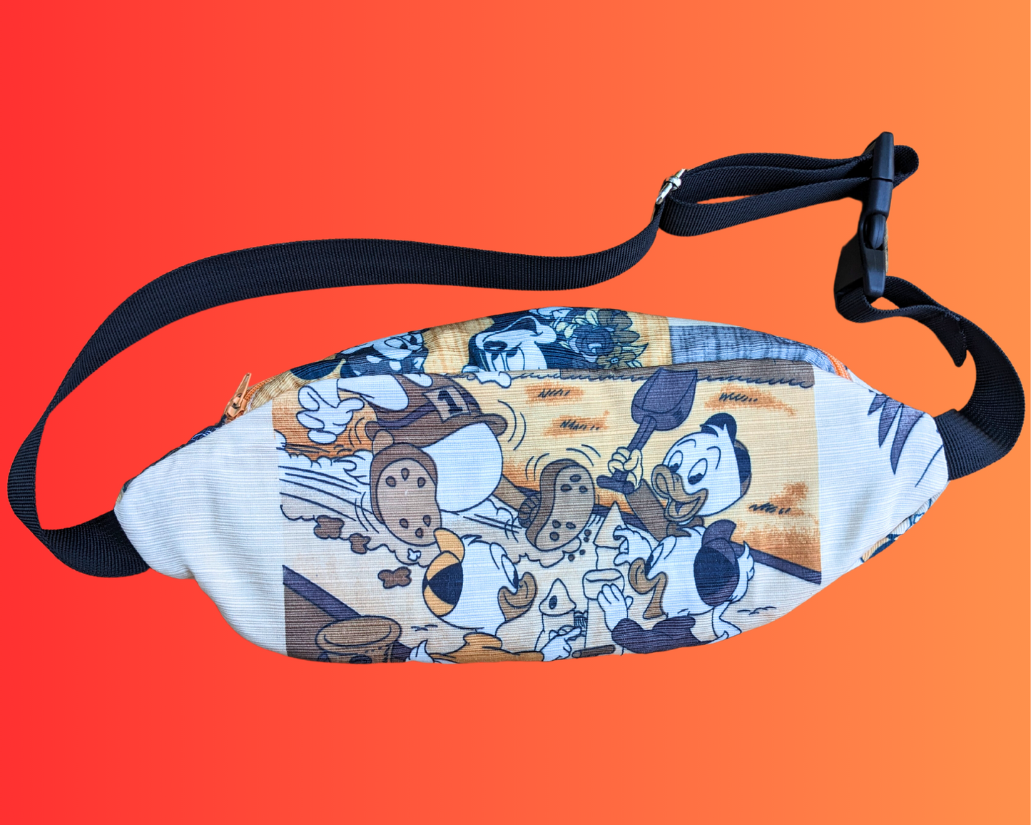 Handmade, Upcycled Walt Disney, Mickey Mouse and Friends Curtains, Fanny Pack