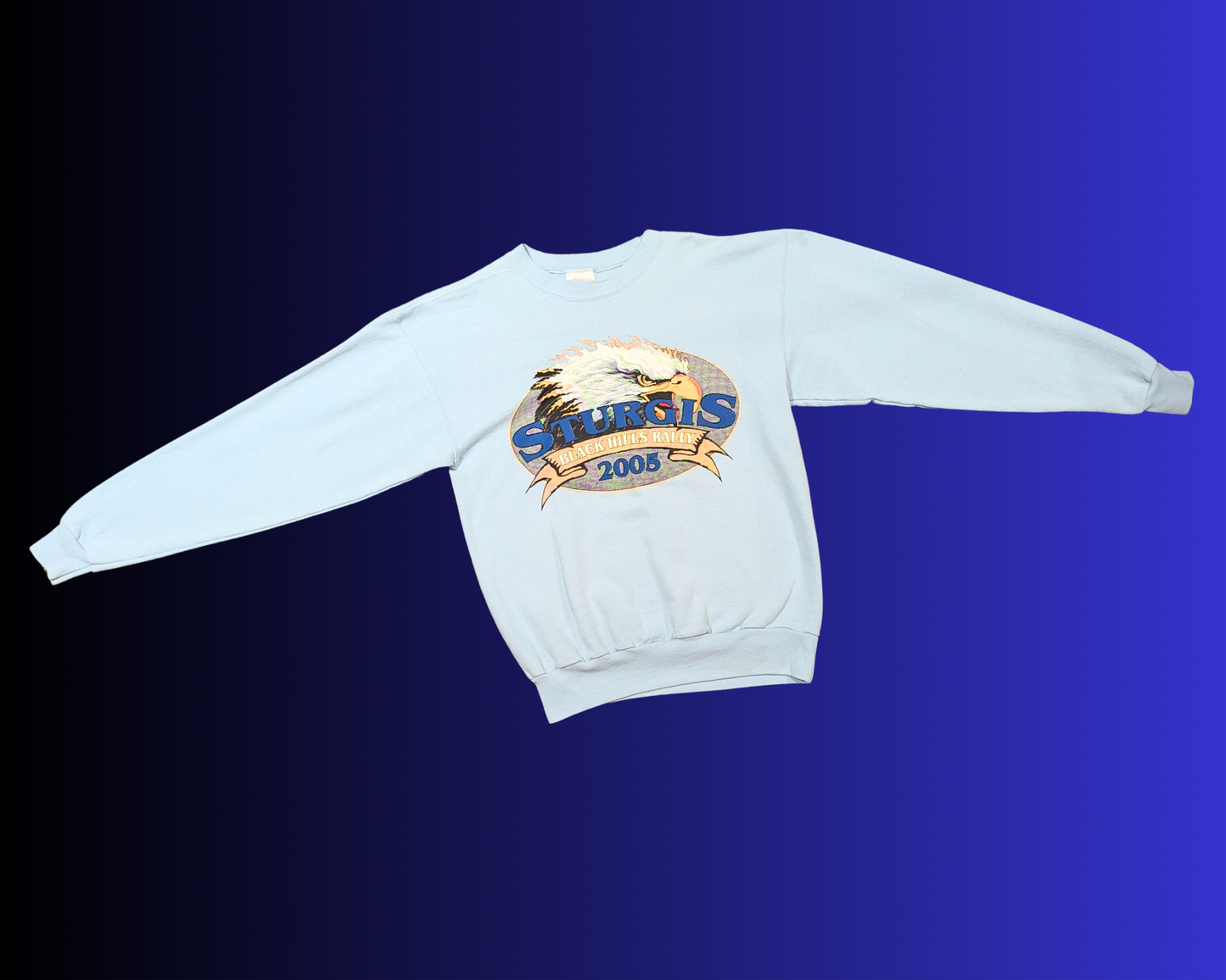 Y2K Light Blue Sturgis Black Hills Rally 2005 Crewneck Size S