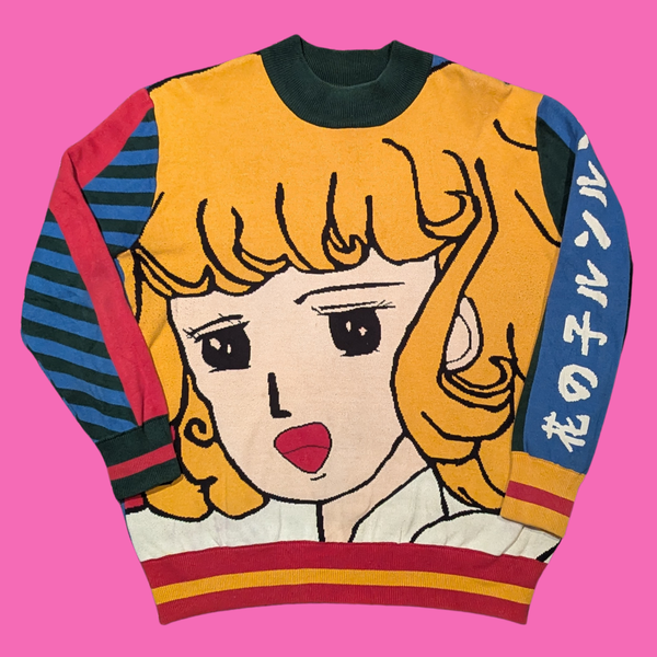 Y2K MS & DN Kawaii Anime, Artsy Funky Colorful Sweater Size M