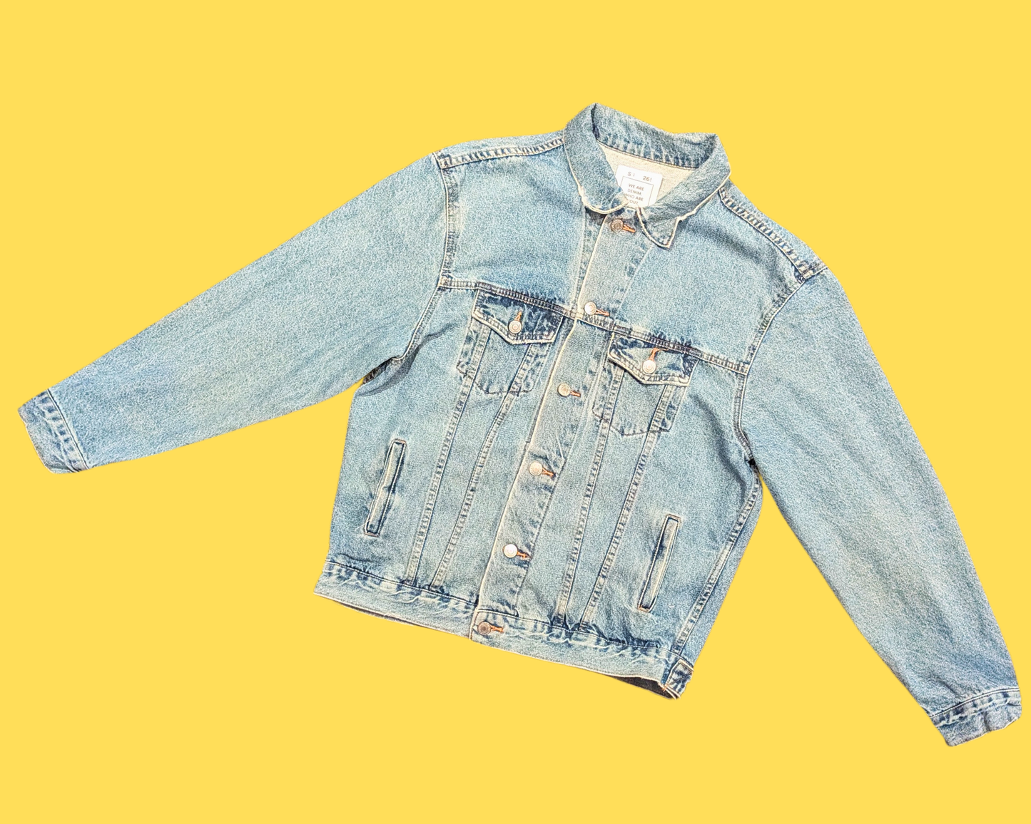 Handmade, Upcycled Denim Jacket with Flying Angel Bart Simpson T-Shirt Size S for Men but Fits Larger