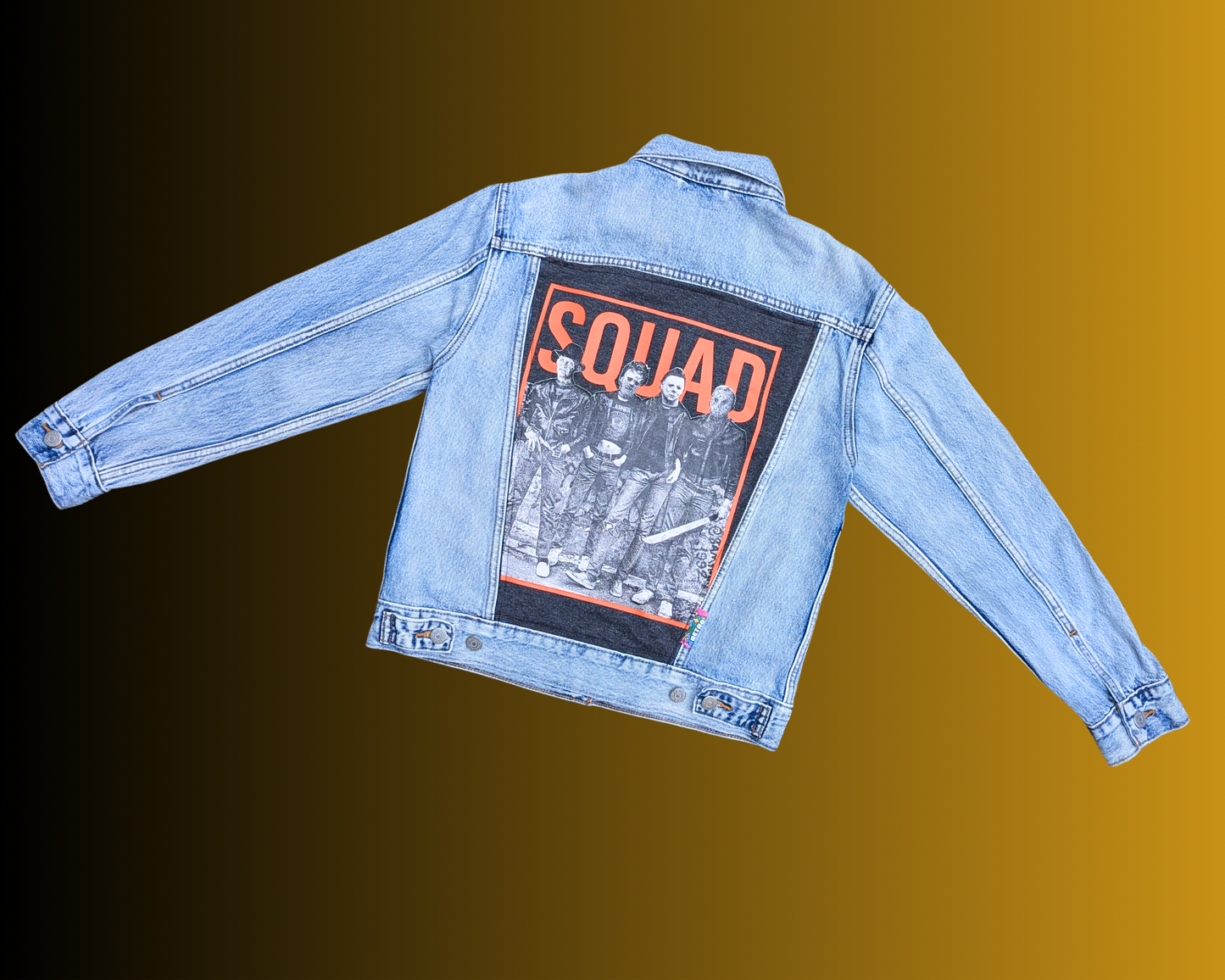 Handmade, Upcycled Horror Movie Vilains Squad Levi's Denim Jacket Size XS