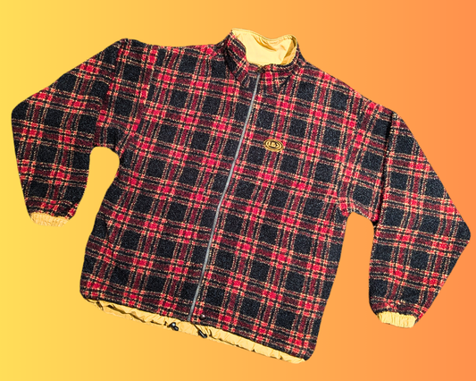 Veste réversible Louis Garneau vintage des années 1990, motif à carreaux, taille M