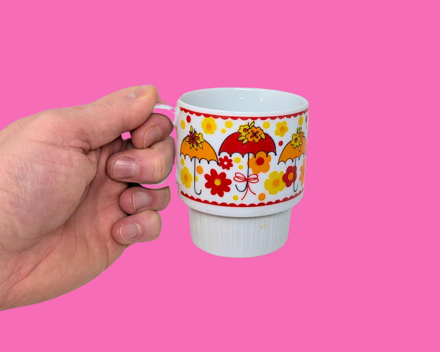 Vintage 1960's Small, Groovy Cup with Umbrellas Made in Japan