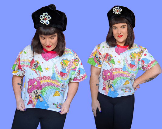 Handmade, Upcycled The Traveling Trolls Crop Top Oversized M
