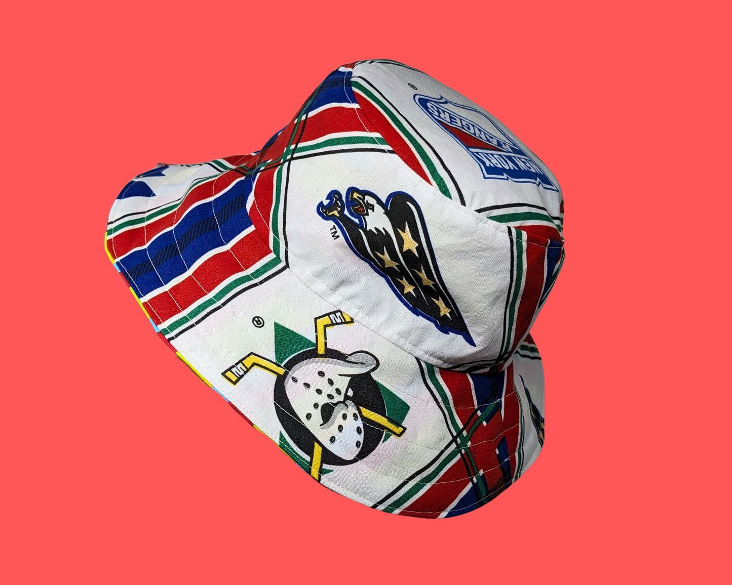 Handmade and Upcycled NHL Hockey Bedsheet Reversible Bucket Hat