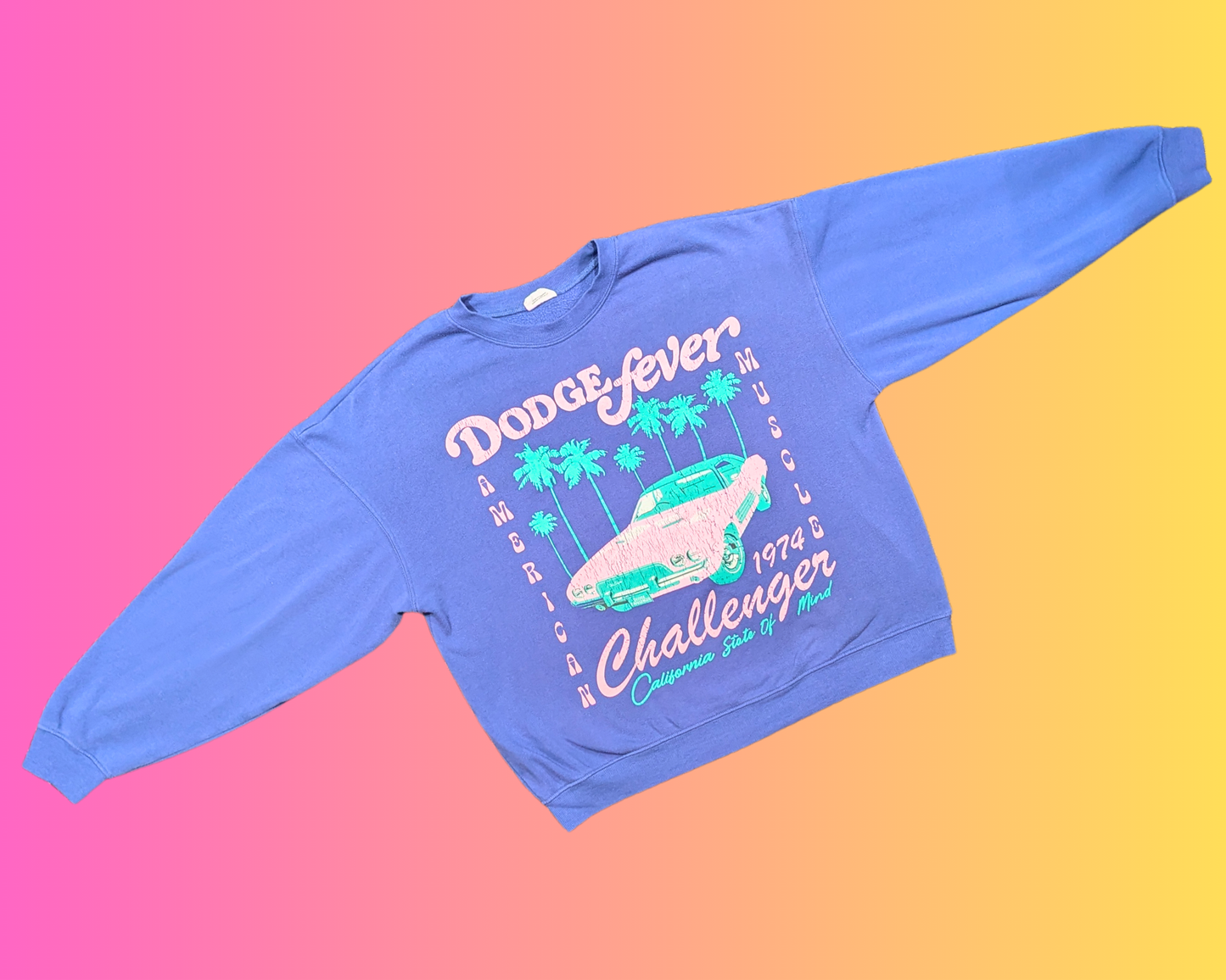 Vintage 1990's Purple Dodge Fever American Muscle Challenger, California State of Mind Crewneck Size M