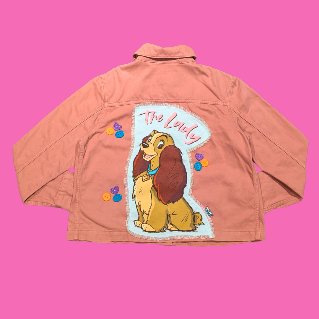 The Lady and the Tramp Upcycled T-Shirt Denim Jacket Size M