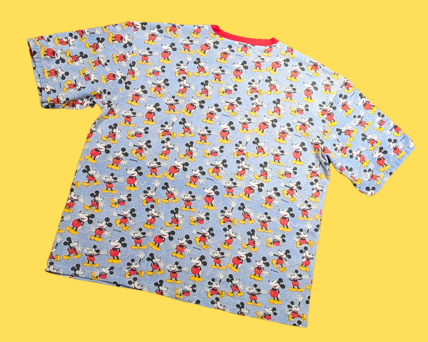 Handmade, Upcycled Mickey Mouse Flannel Bedsheet T-Shirt Size 2XL