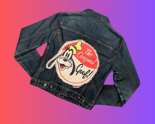 Handmade, Upcycled The Original Goof! Disney Denim Jacket Size M