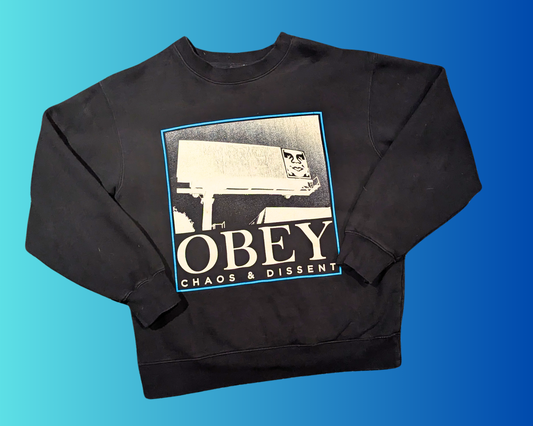 Y2K Obey, Chaos and Dissent Crewneck Size S