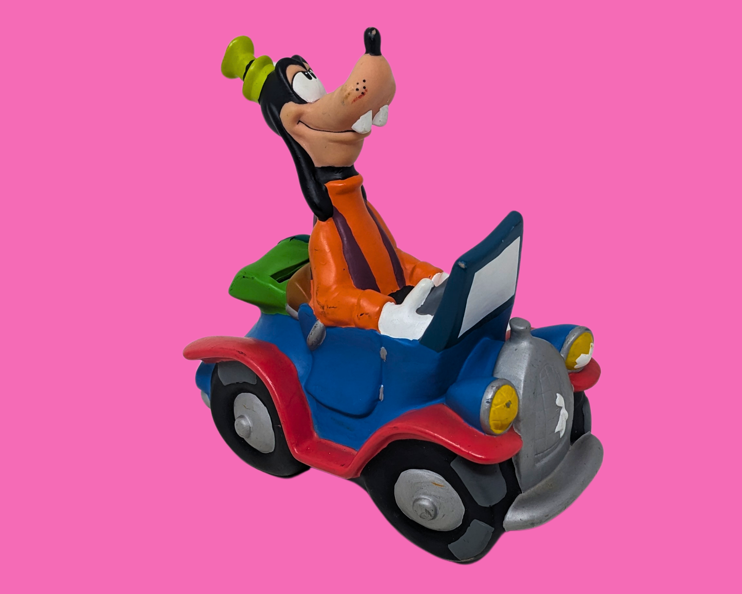 Vintage 1990's Goofy Plastic Piggy Bank, No Cap