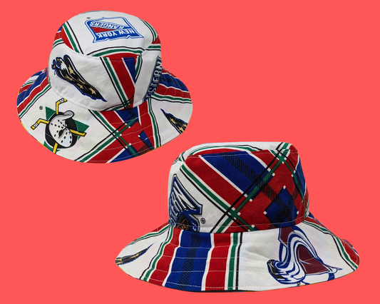 Handmade and Upcycled NHL Hockey Bedsheet Reversible Bucket Hat