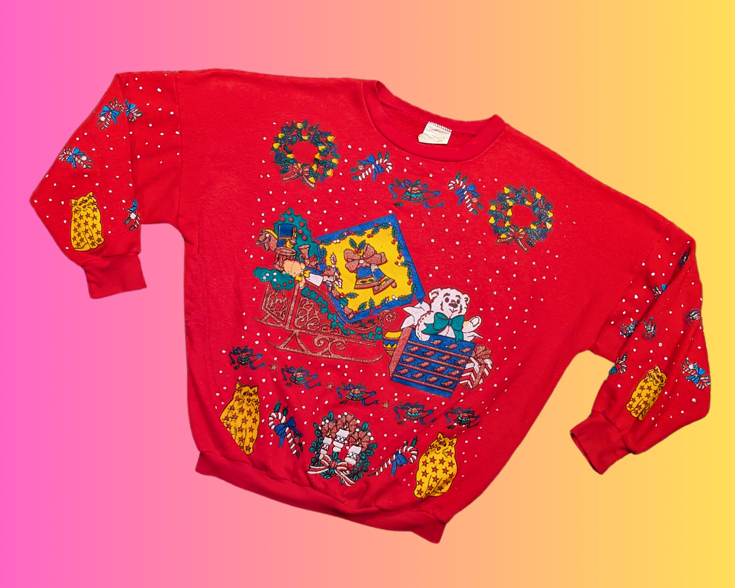 Vintage 1980's Kitsch Christmas Sweater Size L