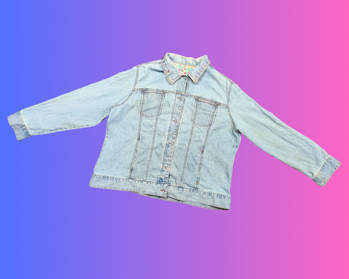 Handmade, Upcycled Spice Girls Denim Jacket Size XL