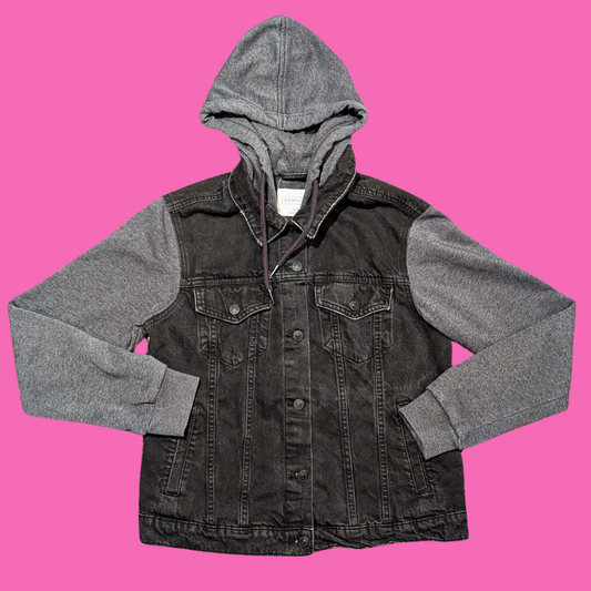 Godzilla/The Great Wave off Kanagawa Upcycled Denim, Hoodie Jacket Size M for Men