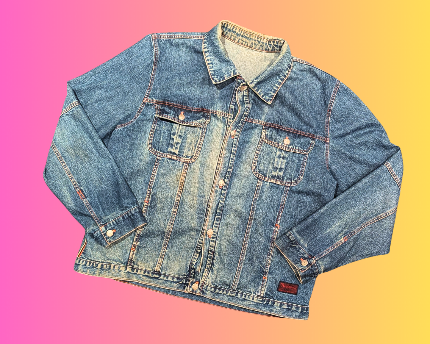 Handmade, Upcycled ''Here Comes The Apocalypse'' Steven Rhodes Denim Jacket Size XL