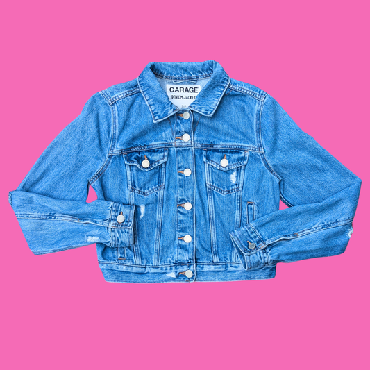 Pokemon Upcycled T-Shirt Denim Jacket Size S