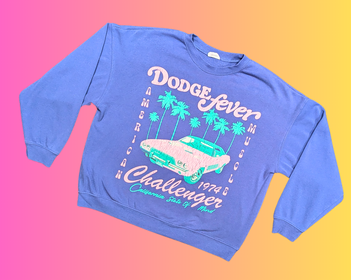 Vintage 1990's Purple Dodge Fever American Muscle Challenger, California State of Mind Crewneck Size M