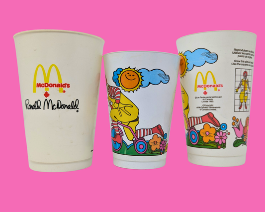 Lot de 3 gobelets en plastique McDonald's vintage des années 1980, lot de 3