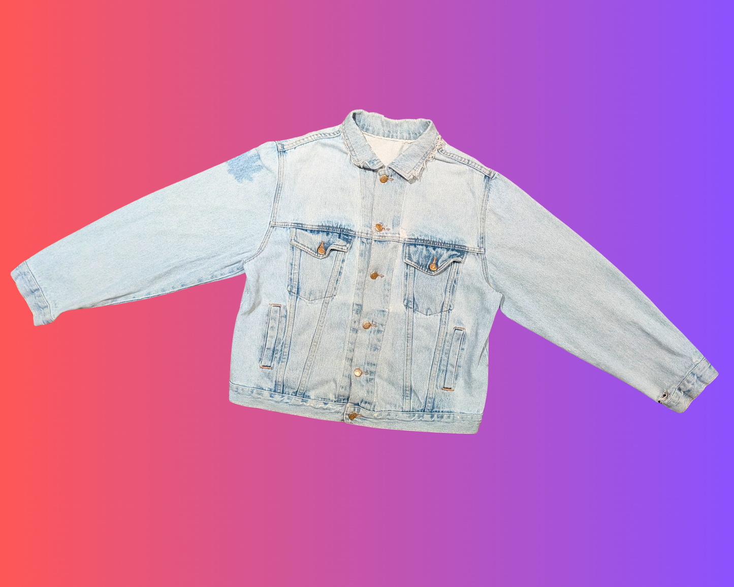 Handmade, Upcycled Home Alone Denim Jacket Size L