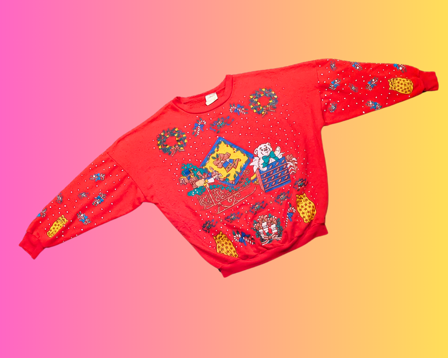 Vintage 1980's Kitsch Christmas Sweater Size L