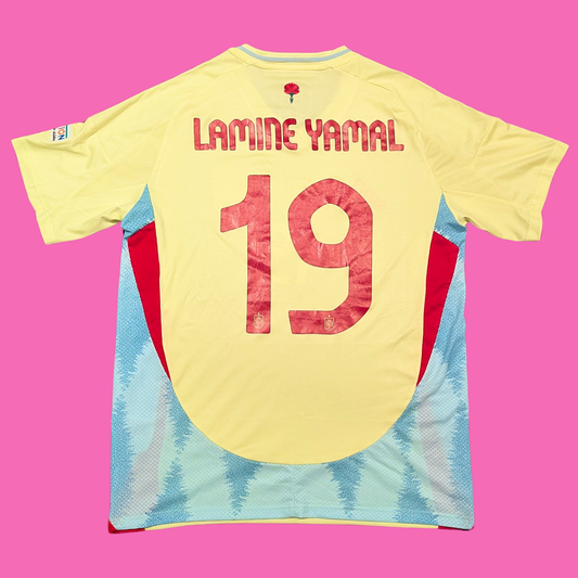 Adidas Spain 2024 Away Jersey #19 Lamine Yamal Size L