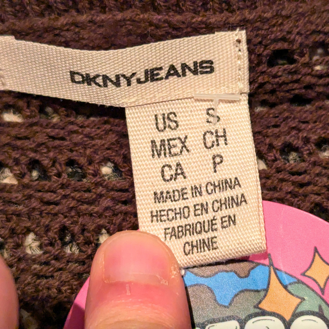 DKNY Jeans Brown Crochet Cardigan Size S