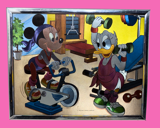 Impression d'art encadrée officielle Walt Disney des années 1990, en aluminium Dufex, représentant Minnie Mouse et Daisy Duck