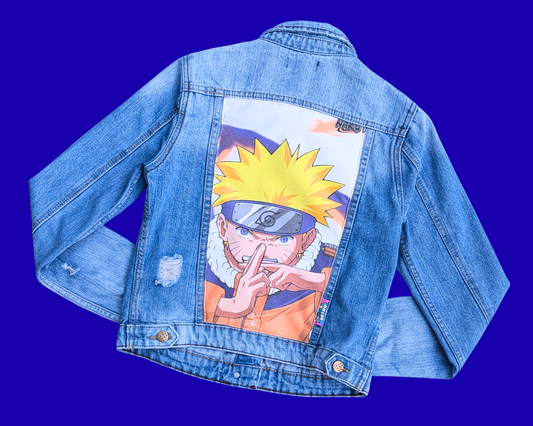 Handmade, Upcycled Naruto Denim Jacket Size L
