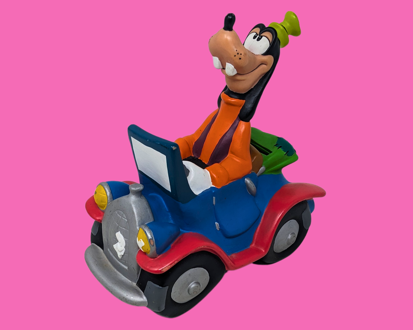 Vintage 1990's Goofy Plastic Piggy Bank, No Cap
