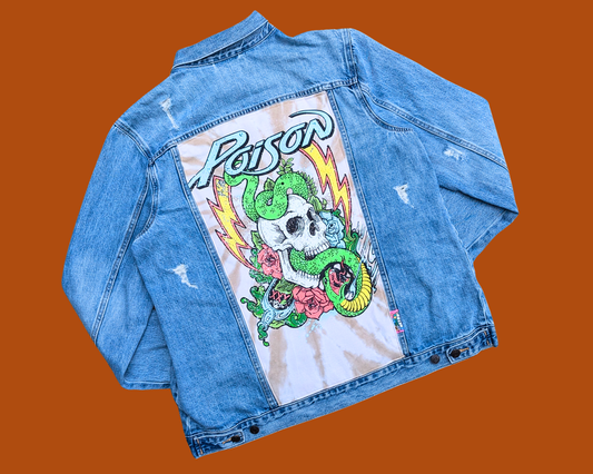 Handmade, Upcycled Poison Denim Jacket Size XL