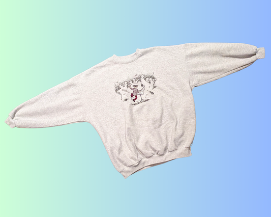 Pull ras du cou vintage des années 1990 avec broderie de chef d'orchestre, taille XXL
