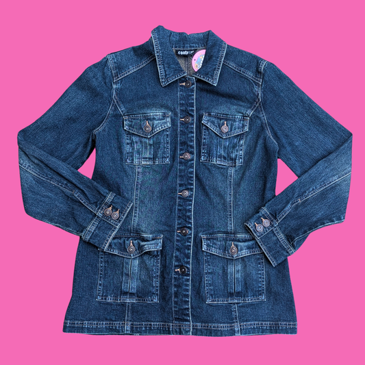 The Beatles Let It Be Upcycled T-Shirt Denim Jacket Size L