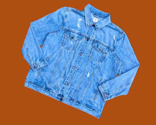 Handmade, Upcycled Poison Denim Jacket Size XL