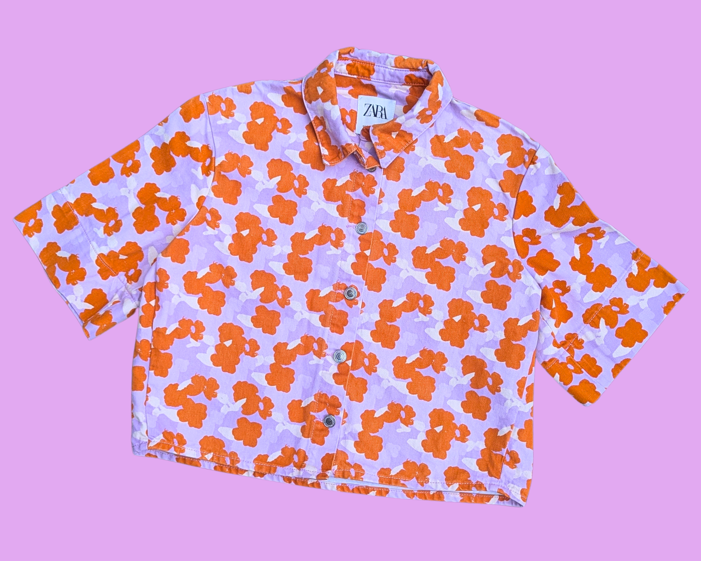 Handmade, Upcycled Britney Spears, Short Sleeves, Floral Denim Jacket Size XS