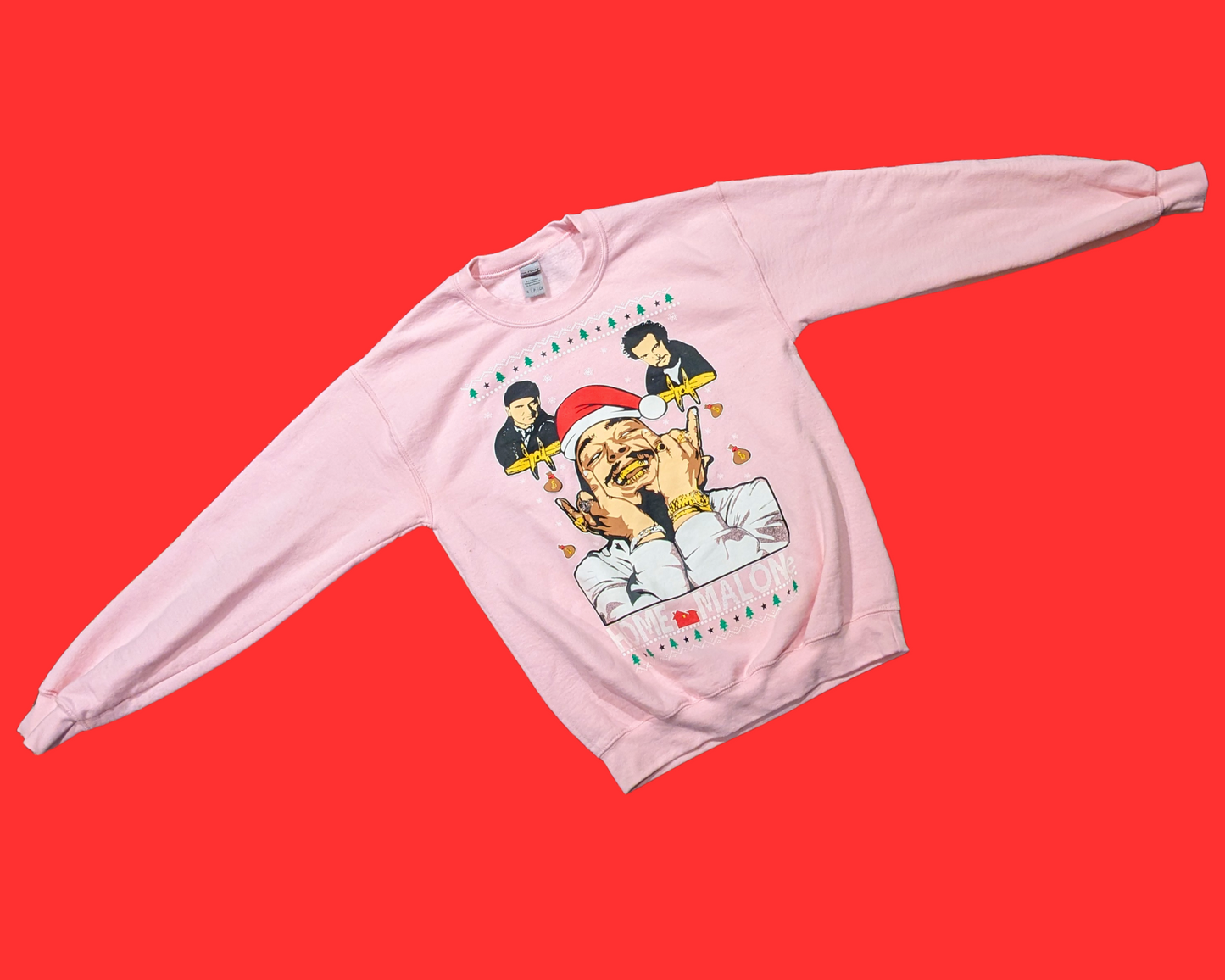 Y2K Home Malone ''Home Alone'' Pink Crewneck Size S